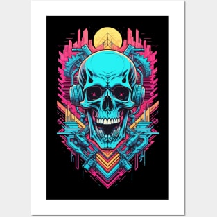 Mecha Robot Skull Posters and Art